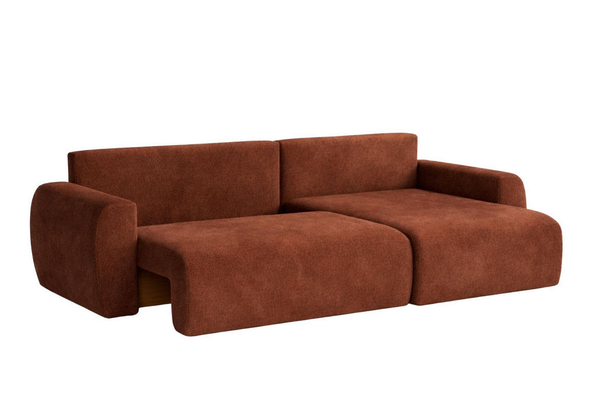 ECKSOFA Mit Schlaffunktion Ariel L, Velours, Stoff Salvador, Dunkelbraun, Rechts - Dunkelbraun, Holz (250/142cm) - Kaiser Möbel