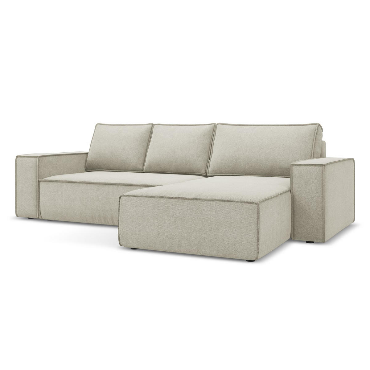 ECKSOFA mit Schlaffunktion Strukturstoff Stoff Beige - Beige/Creme, Kunststoff/Textil (290/185cm) - LaMiaSofa