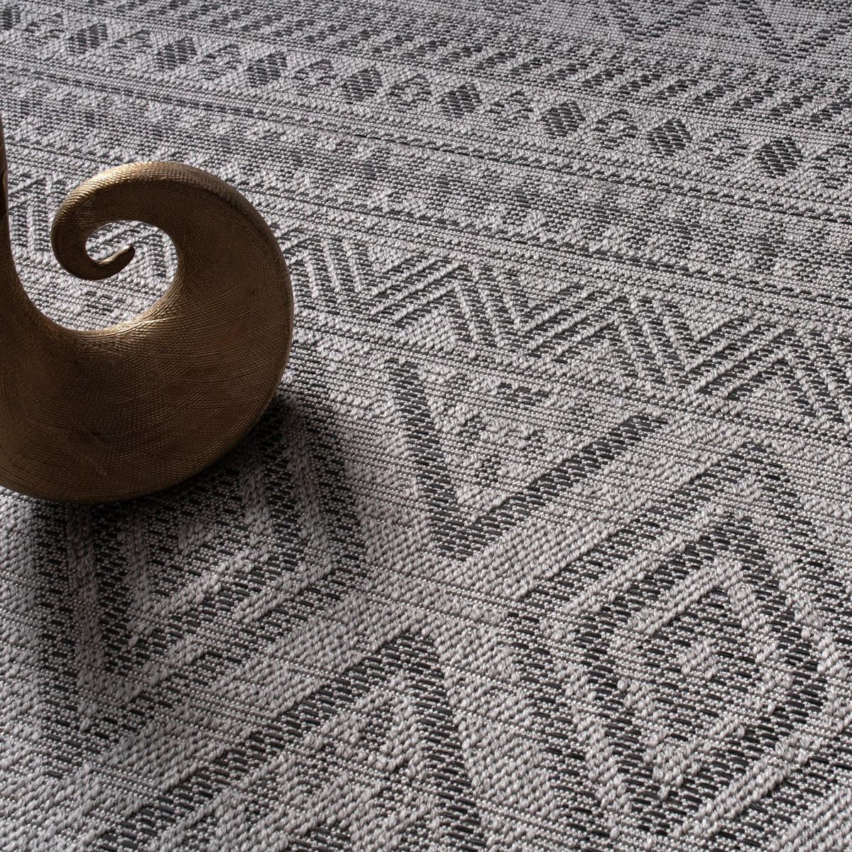 FLACHWEBTEPPICH, mit Rautenmuster, aus Polypropylen, Anthrazit, Ø 80 cm - Anthrazit, Textil (80/80cm) - KADIMA DESIGN