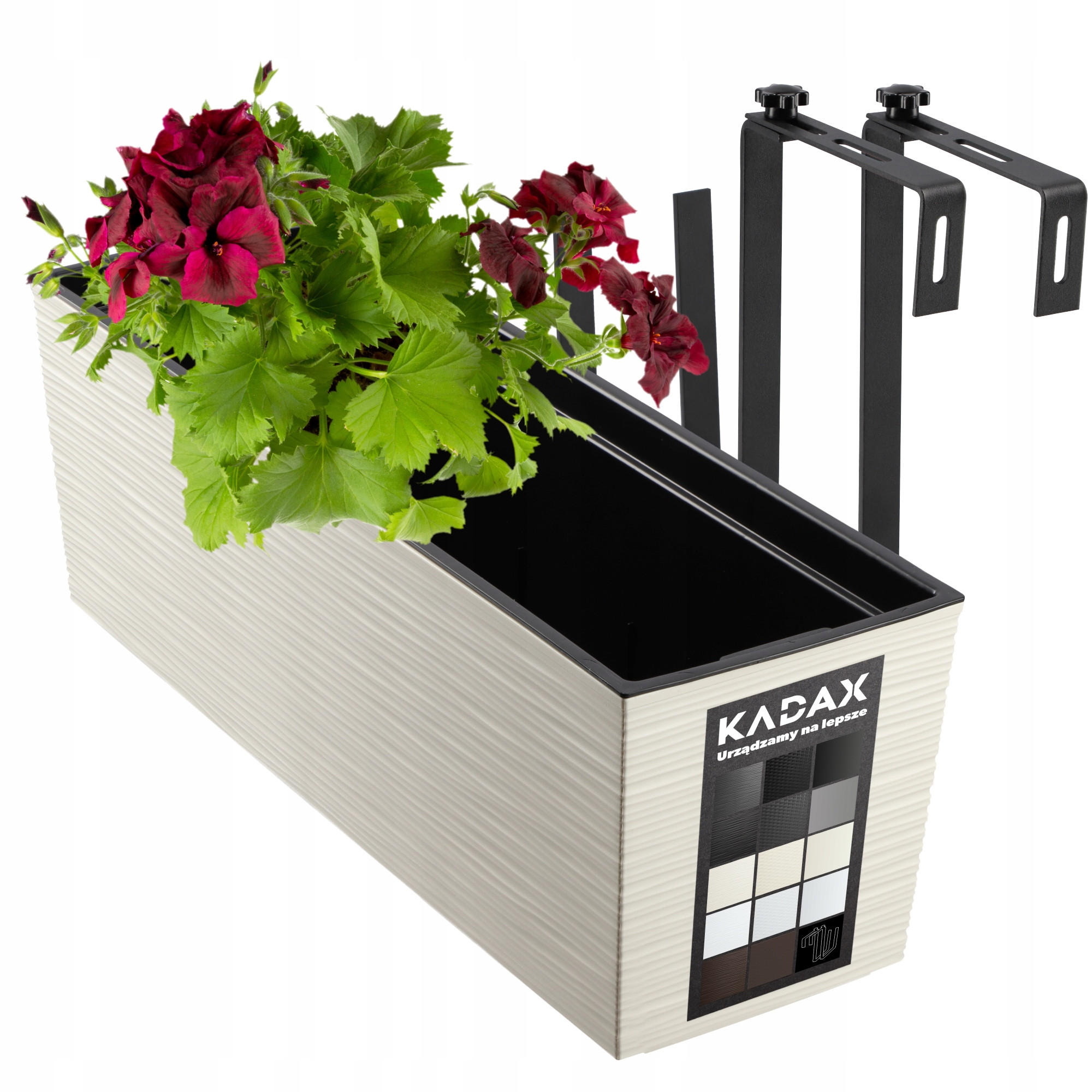 BALKONBLUMENTOPF mit Einsatz und 2 Griffe 56 cm, Creme - Creme, Kunststoff (18/56cm) - KADAX