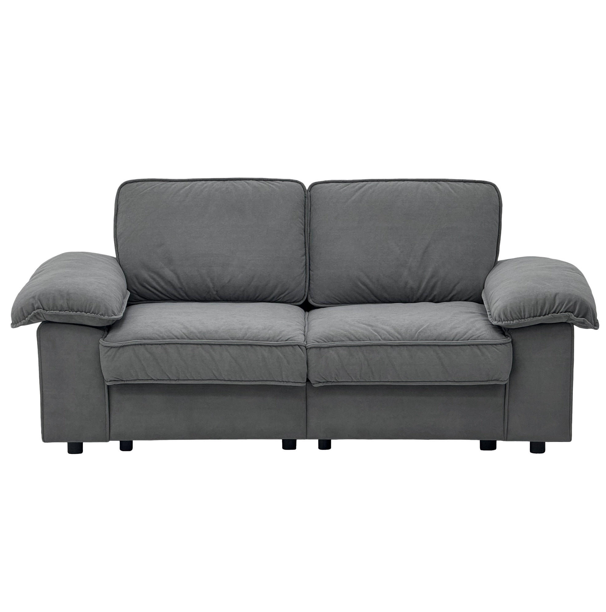 SOFA mit Stauraum und Taschenfederkern 61 cm Sitztiefe 201/91/89 cm Grau - Grau, Textil (91/89/201cm) - Redom