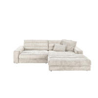 ECKSOFA LANA SOFA Cremeweiß Cord - Creme/Schwarz, Textil (296/205cm) - KAWOLA