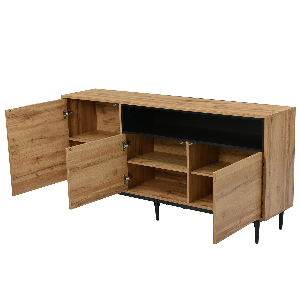 SIDEBOARD z MDF, 160/35/76 cm, v dekoru přírodního dřeva, se 3 dvířky a policemi - přírodní, kompozitní dřevo (160/76/35cm) - Modenvie