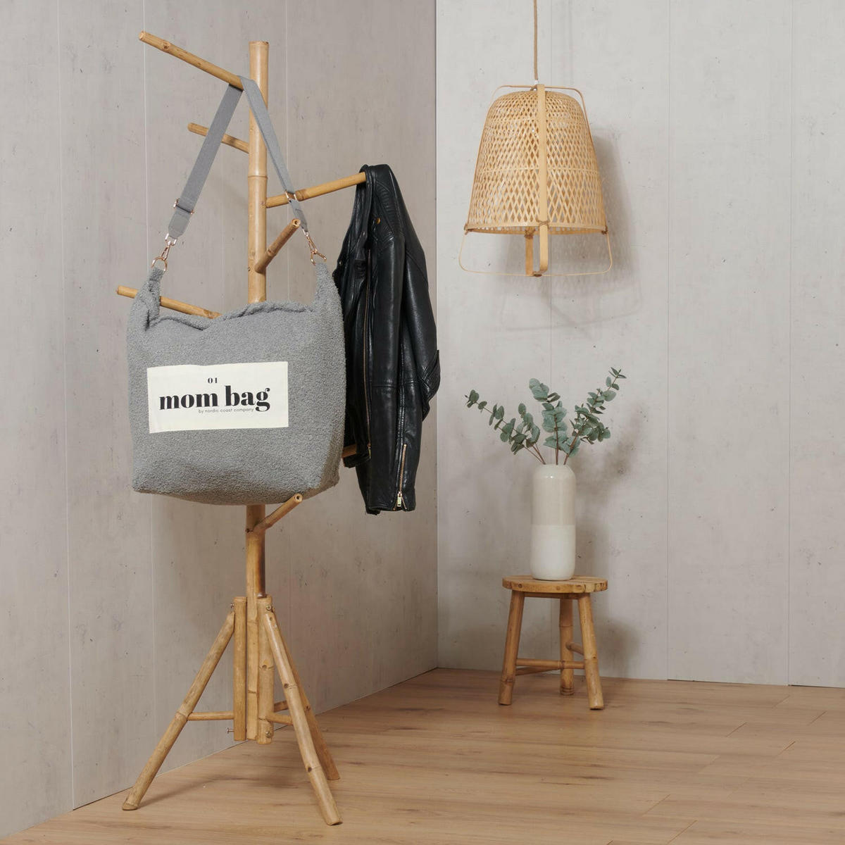 MOM Bag Teddy Bouclé Grau - Grau, Textil (60/10/45cm) - nordic coast company