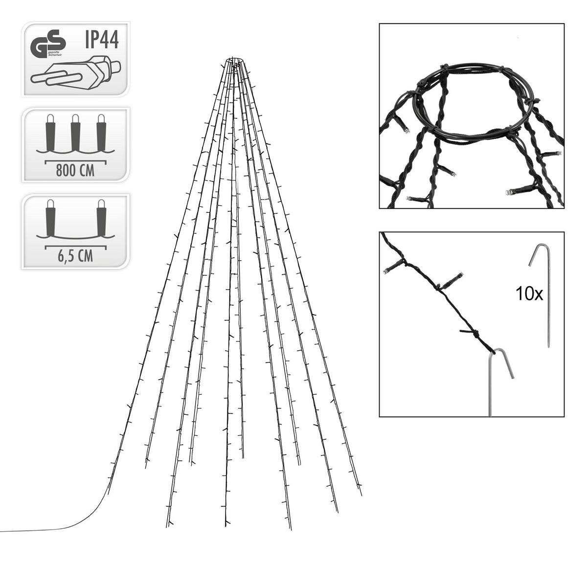 WEIHNACHT Fahnenmast 360 LED - Schwarz, Kunststoff (800cm) - ECD-Germany