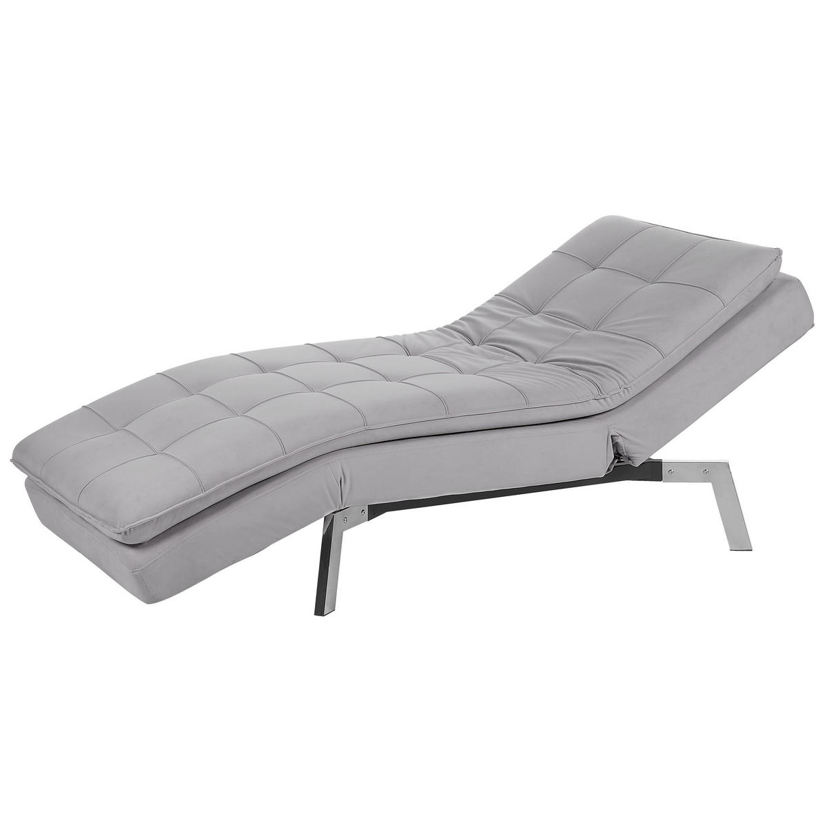 RELAXLIEGE Samtstoff hellgrau verstellbar Loiret - Silberfarben/Grau, Textil (179/93/76cm) - Beliani