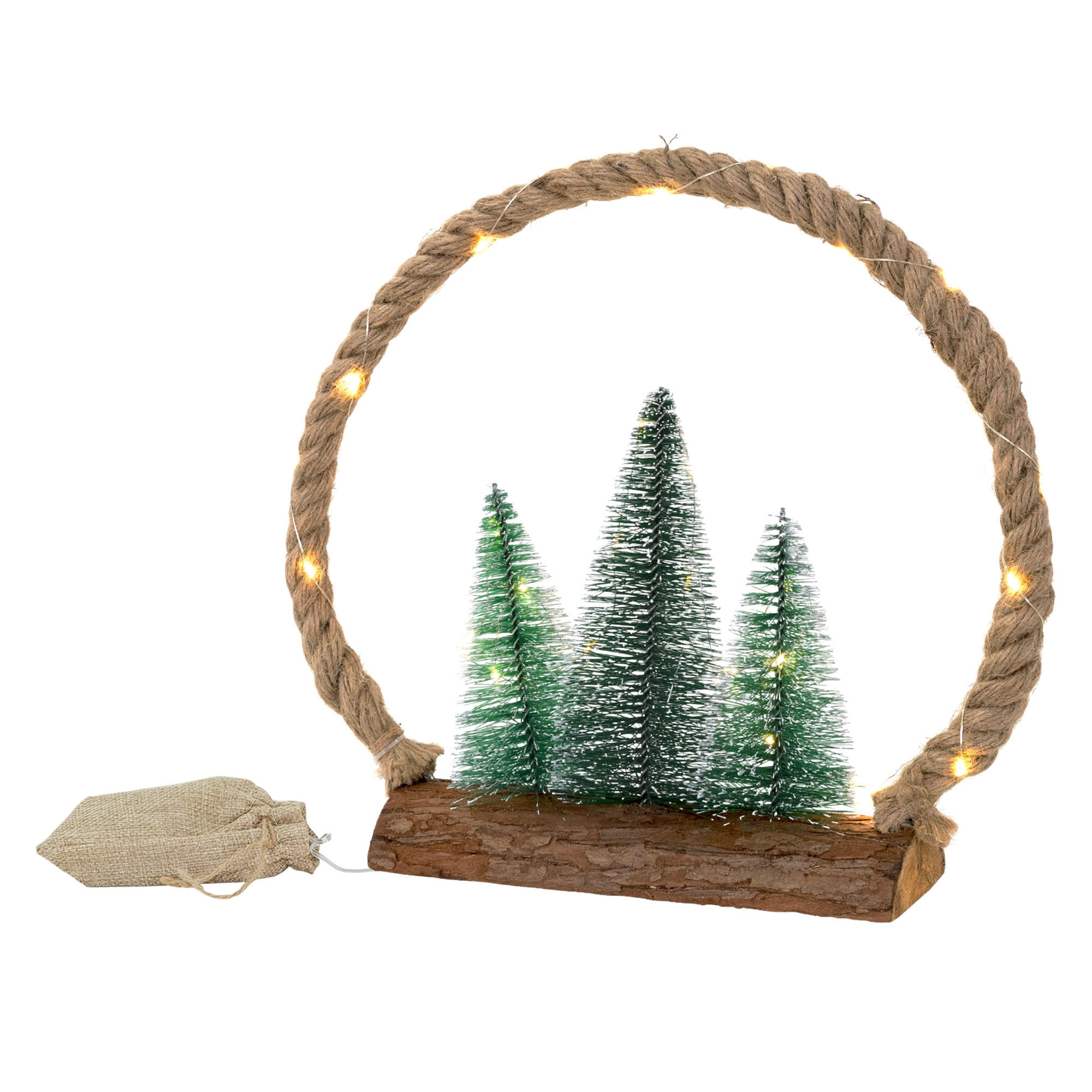 WEIHNACHT Figur Jute Kreis - Naturfarben, Holz (34/30/7.5cm) - ECD-Germany