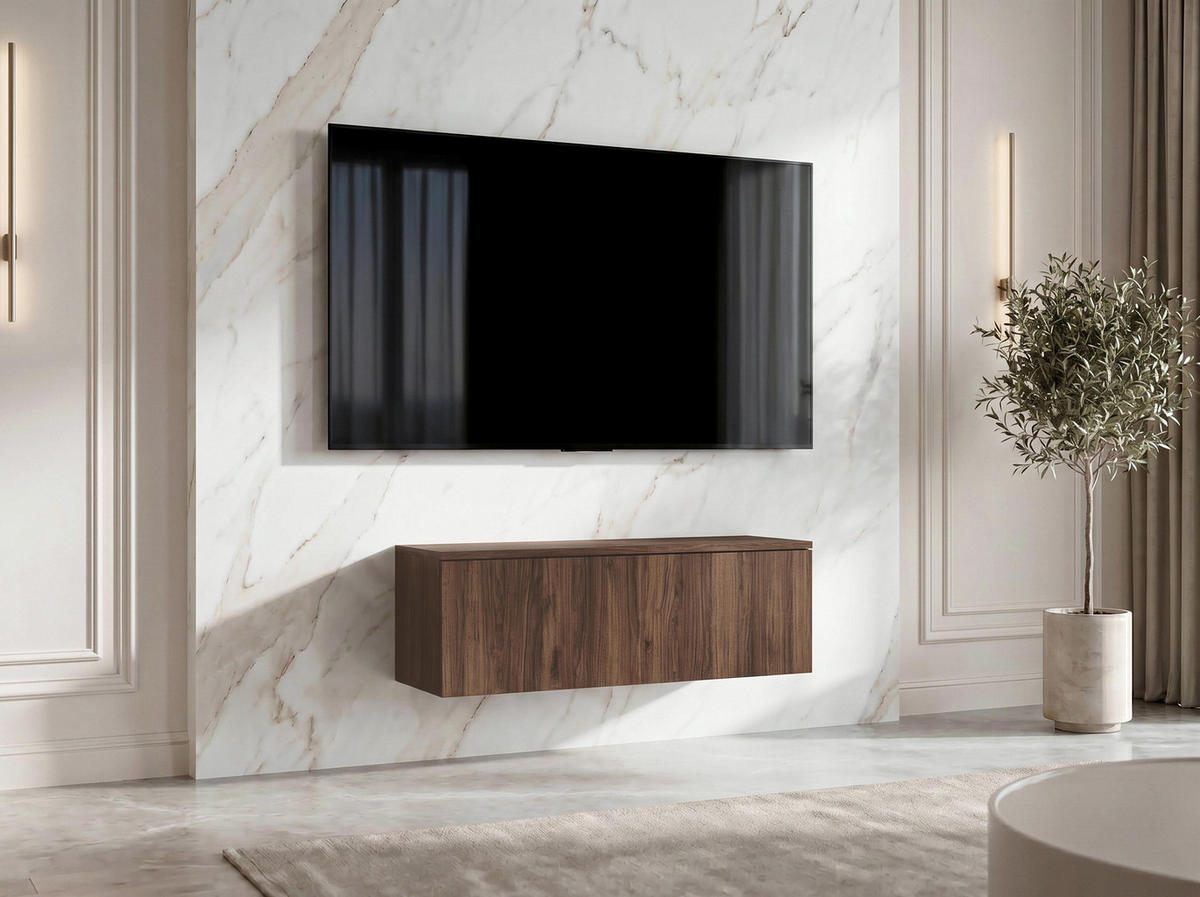 LOWBOARD Barvo 100 Nussbaum Warmia 100/34/32 cm – hängendes TV-Board - Nussbaumfarben, Holzwerkstoff (100/34/32cm) - AX Living