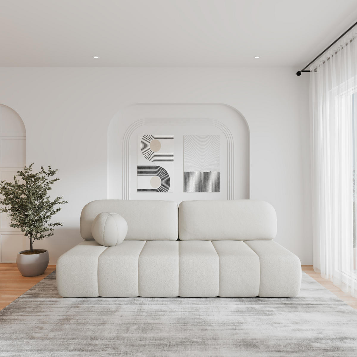 SCHLAFSOFA - Fluffy - Weiß (Anthology 1) - Weiß, Holz (210/88/104cm) - Möblo