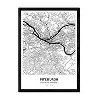 POSTER Karte Von Pittsburgh - Usa A3 Rahmenlos - Klar, Papier (29.7/5/42cm) - Nacnic