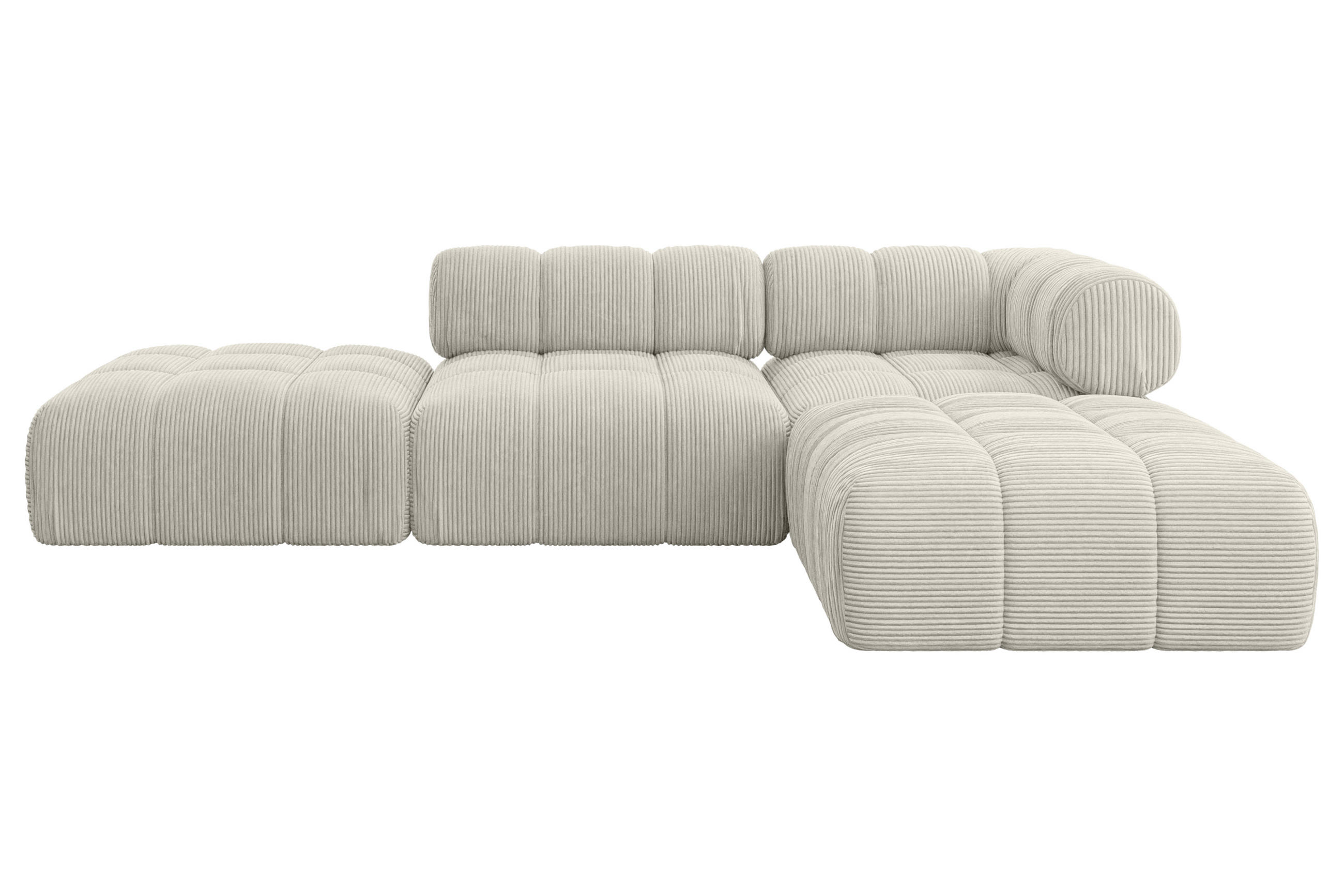 ECKSOFA modulares Sofa Kerru-L1 - 285x190x70 cm Creme Cord - Hellgrau/Creme, Holzwerkstoff/Textil (285/190cm) - ALTDECOR