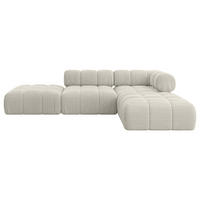 ECKSOFA modulares Sofa Kerru-L1 - 285x190x70 cm Creme Cord - Hellgrau/Creme, Holzwerkstoff/Textil (285/190cm) - ALTDECOR