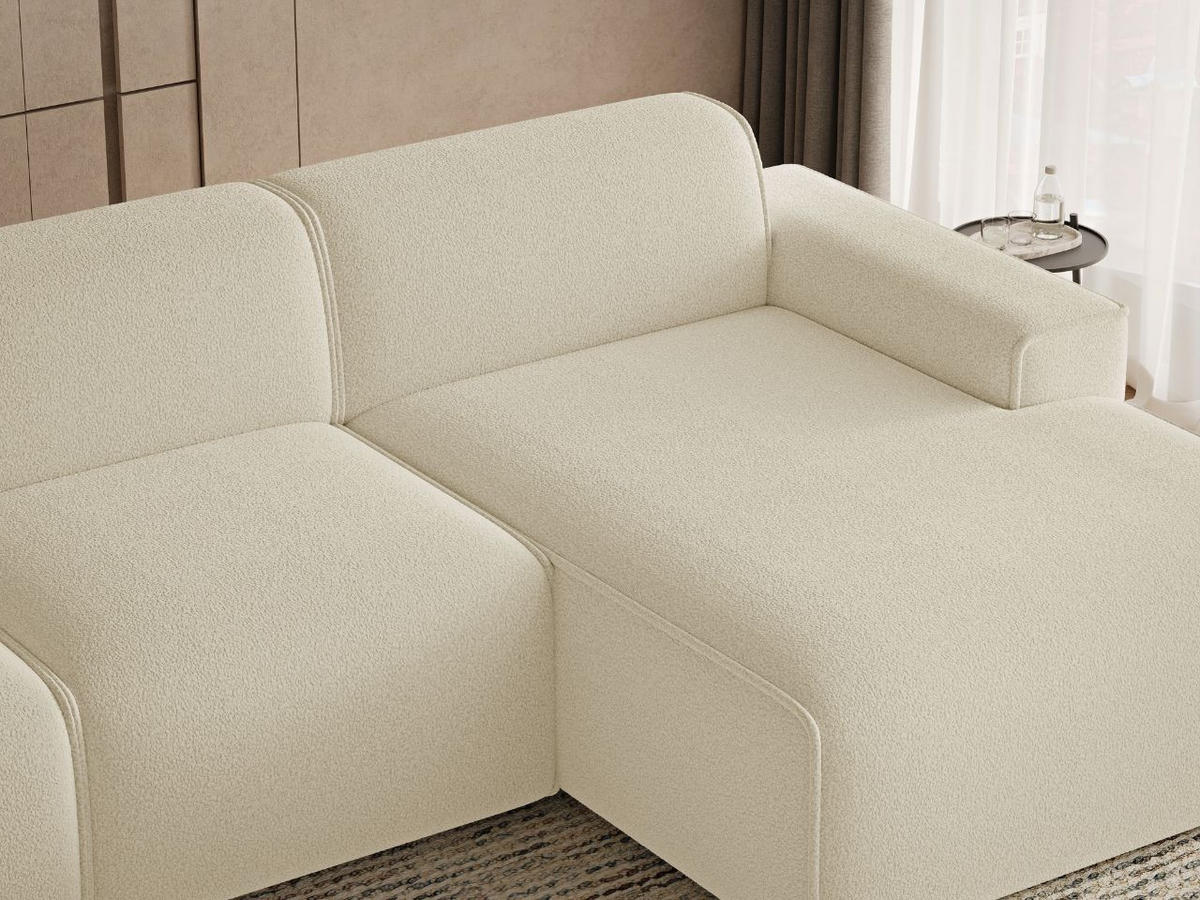 ECKSOFA Lavia Creme Rechts - Creme/Schwarz, Holz/Kunststoff (165/310cm) - Graingold