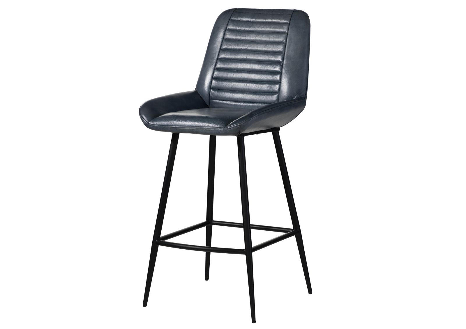 STUHL Echtleder 52 x 57 x 108 cm blau IRON LABEL #515 - Blau, Leder (52/108/57cm) - Massivmoebel24