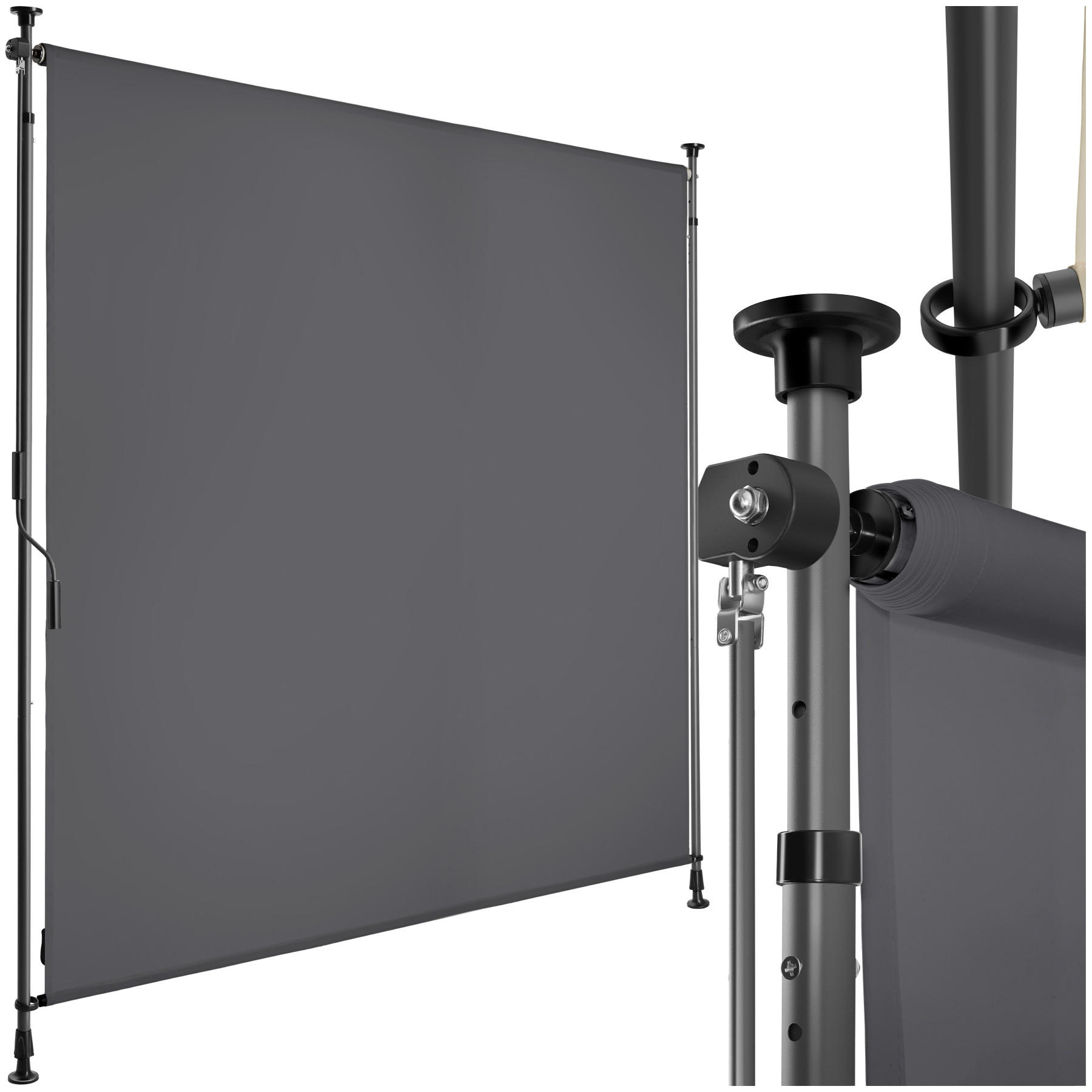 KLEMMMARKISE Taija,leichtgängige Handkurbel,dunkelgrau - Dunkelgrau, Kunststoff (158/310cm) - tectake