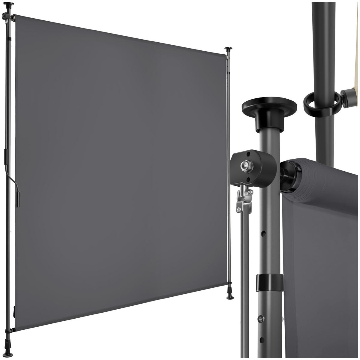 KLEMMMARKISE Taija,leichtgängige Handkurbel,dunkelgrau - Dunkelgrau, Kunststoff (158/310cm) - tectake