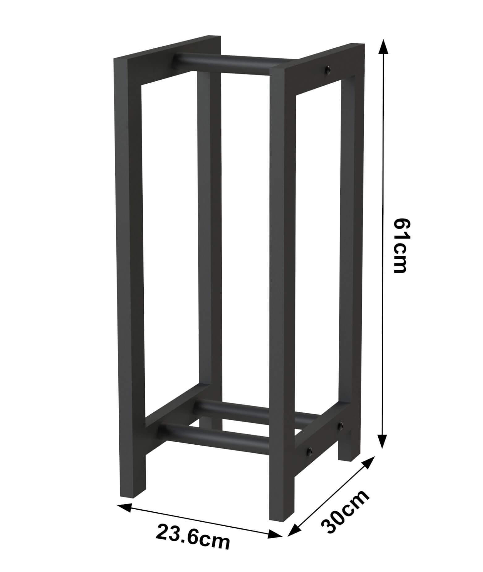 KAMINHOLZREGAL Innen Metall Schwarz Stehend - Schwarz, Metall (23.6/61/30cm) - DanDiBo