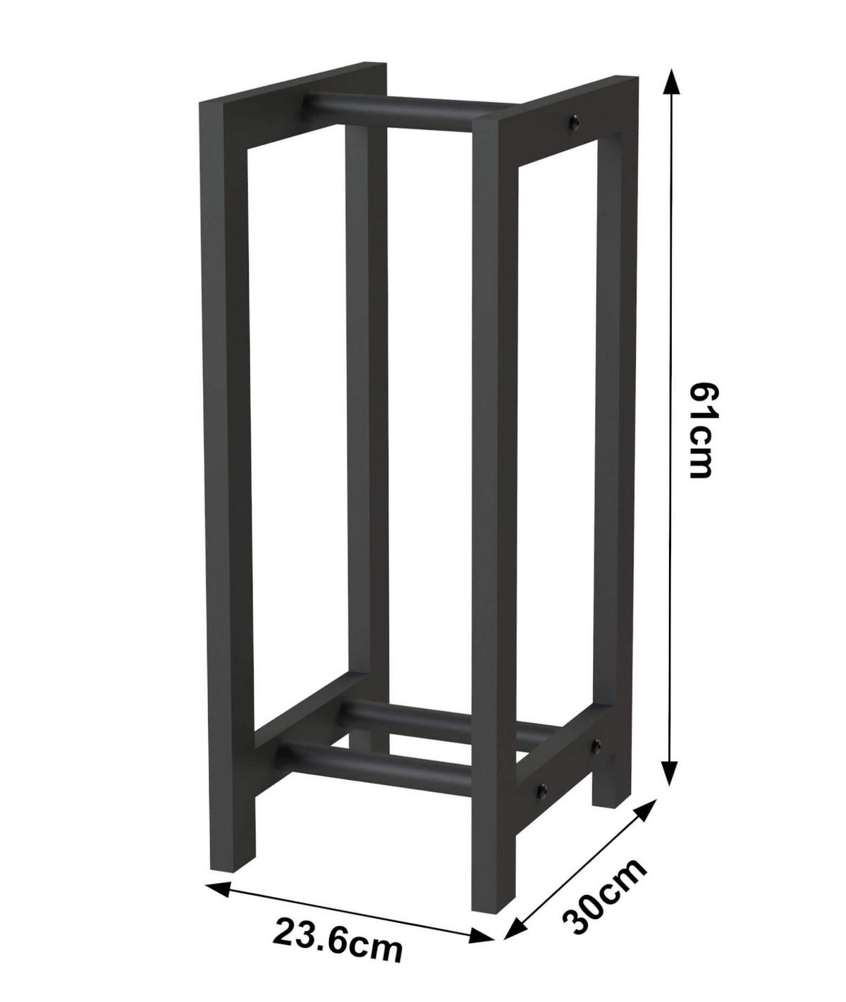 KAMINHOLZREGAL Innen Metall Schwarz Stehend - Schwarz, Metall (23.6/61/30cm) - DanDiBo