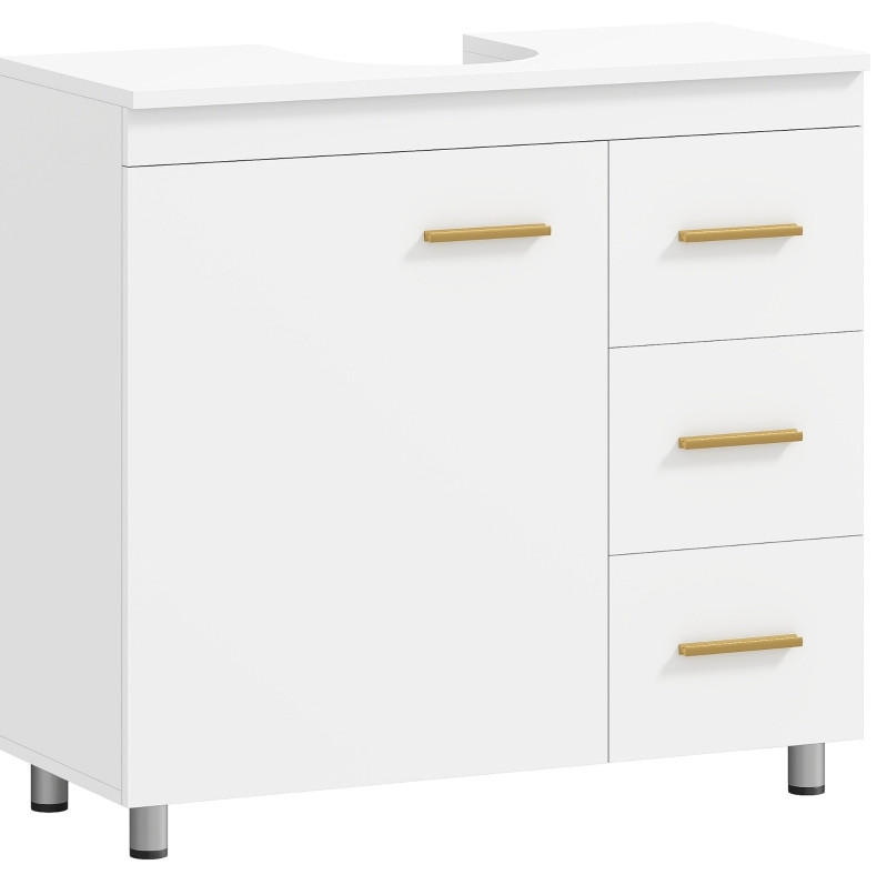 WASCHTISCHKOMBI 70/30/65 cm in Weiß mit 3 Schubladen & Soft-Close - Weiß, Holzwerkstoff (70/65/30cm) - BEAOK
