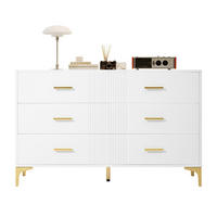 KOMMODE 120/40/76 cm mit 6 Schubladen und goldfarbenen Metallgriffen - Weiß, Holzwerkstoff (120/76/40cm) - BEAOK