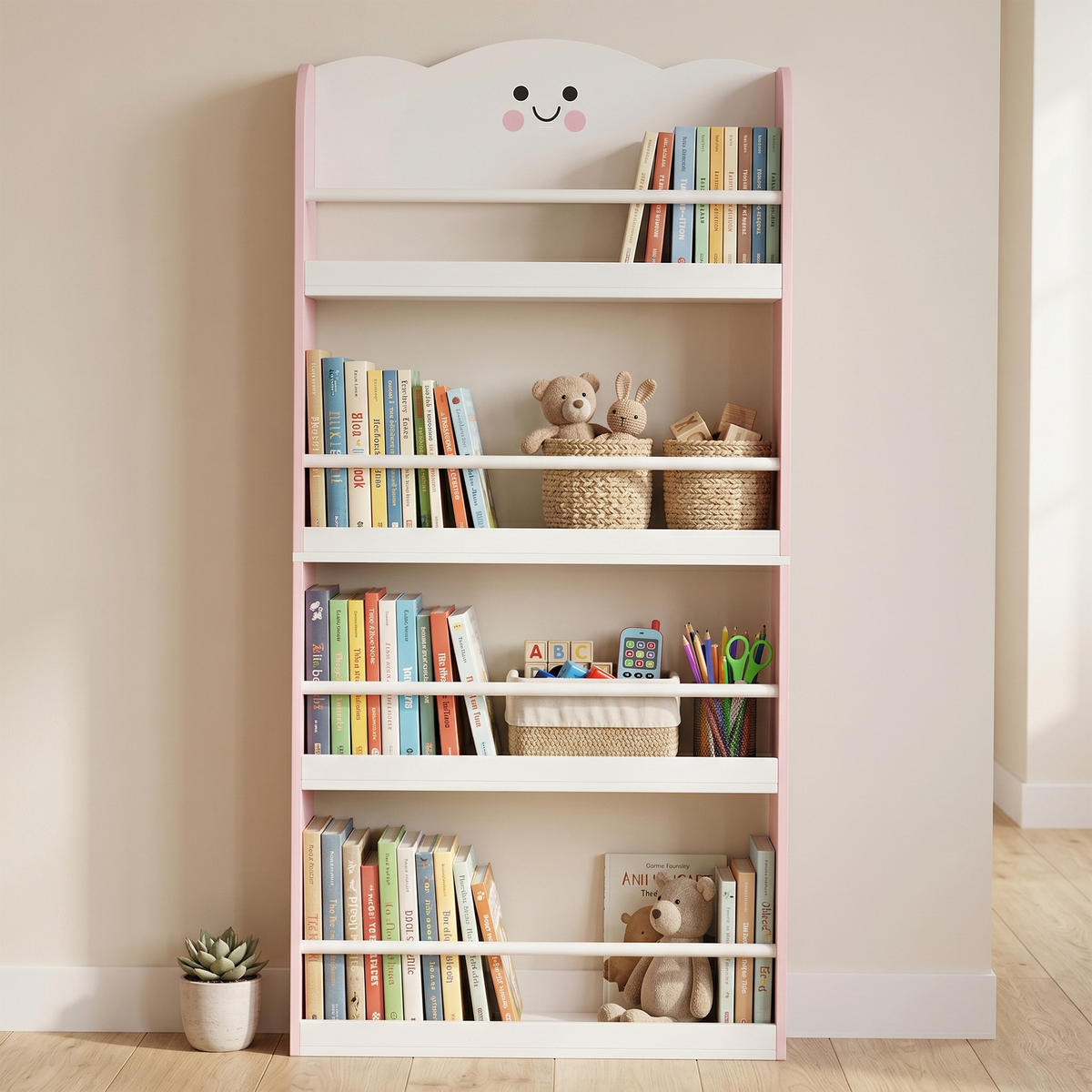KINDERBÜCHERREGAL Rosa 60/15/120,5 cm - Pink, Holzwerkstoff (60/120.5/15cm) - PANGIVO