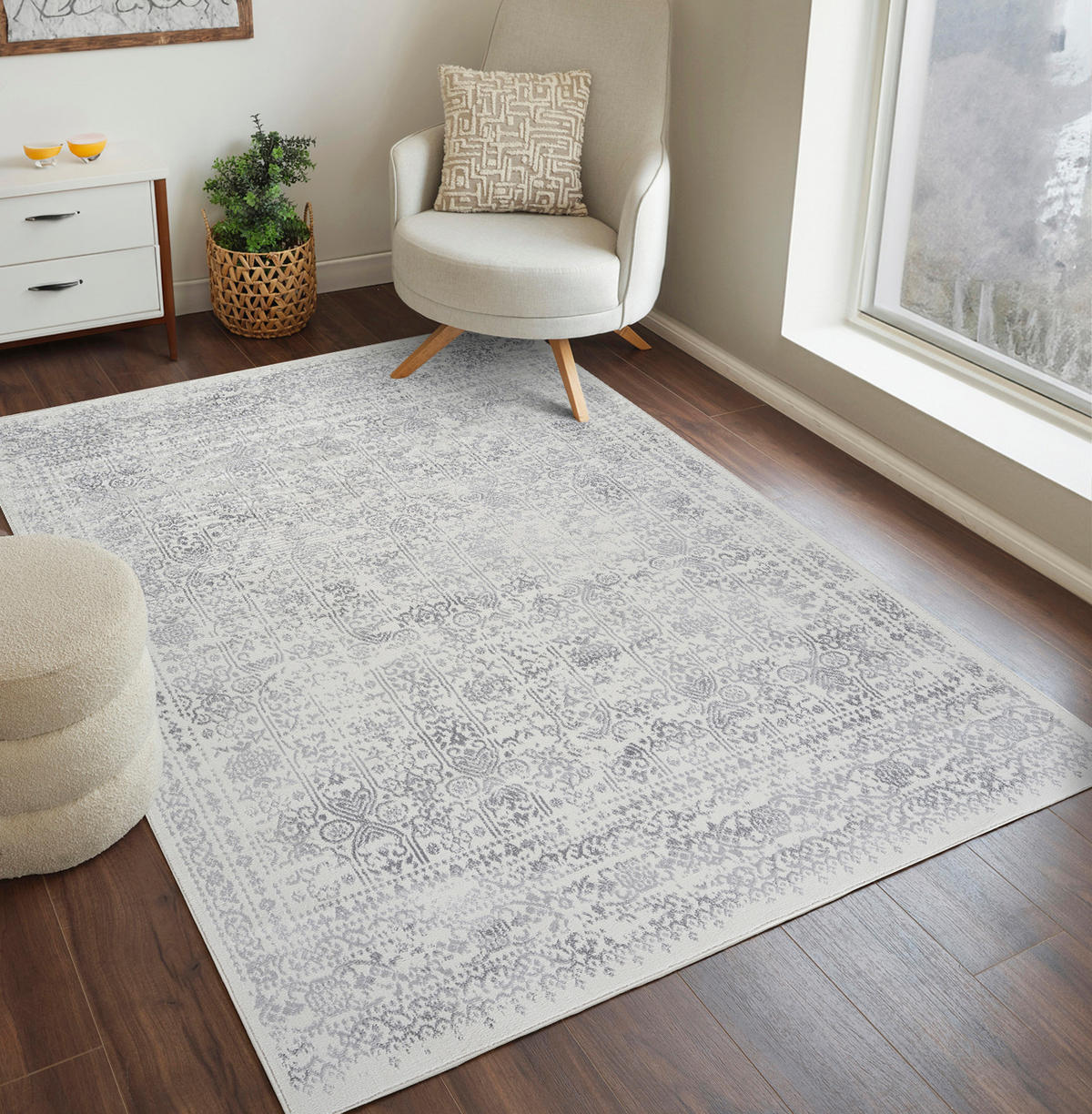 VINTAGE-TEPPICH Vicky 120/170 cm Hellgrau - Hellgrau, Textil (140/200cm) - LIVABLISS
