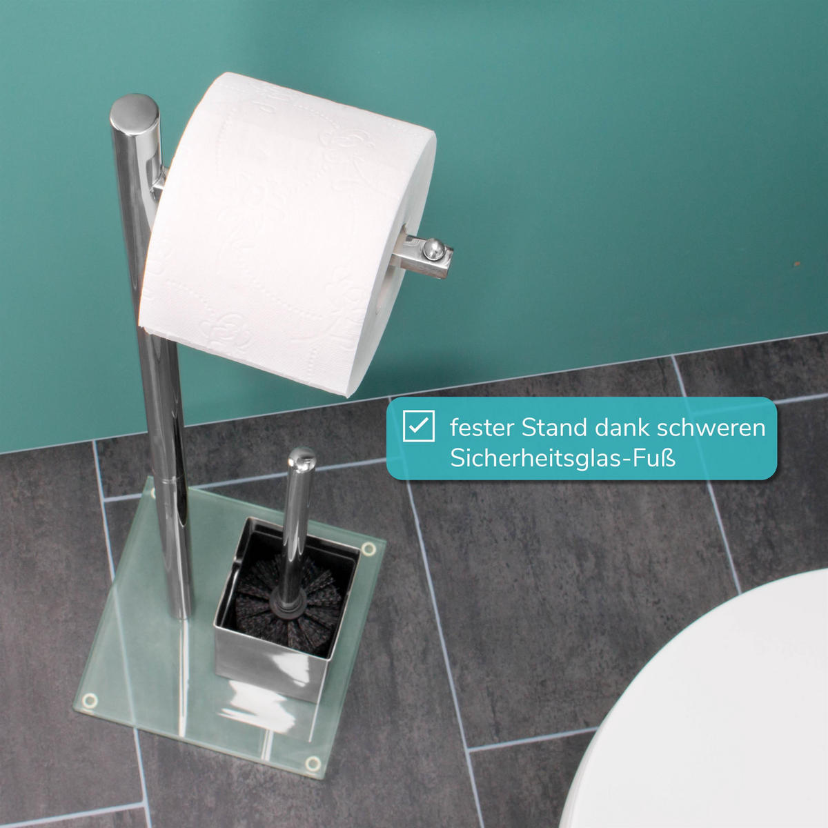 WC-STÄNDER, weiß - Weiß, Metall (20/70/20cm) - bremermann