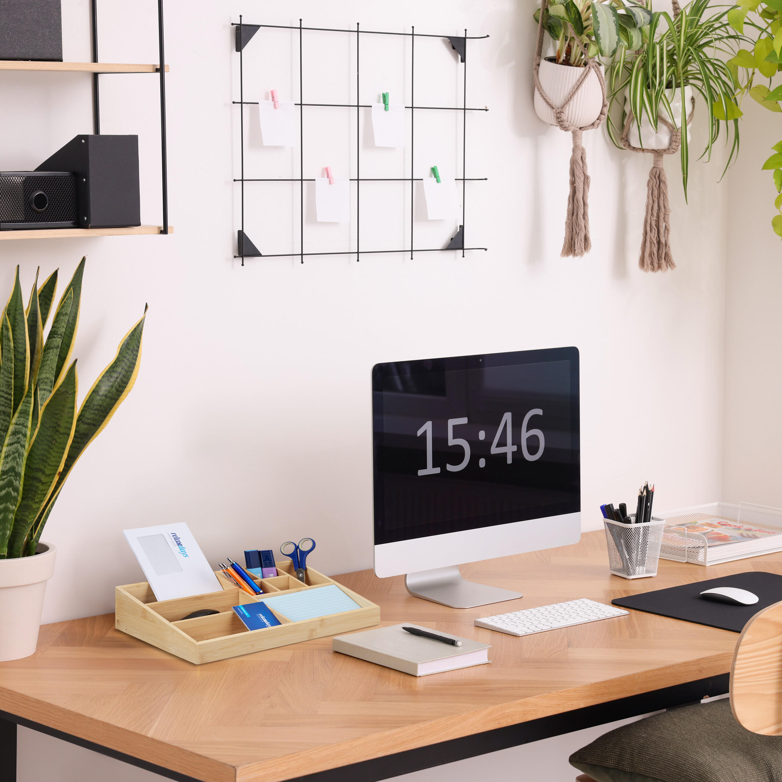 SCHREIBTISCH-ORGANIZER - Hellbraun, Holz/Holzwerkstoff (21/33/9cm) - Relaxdays