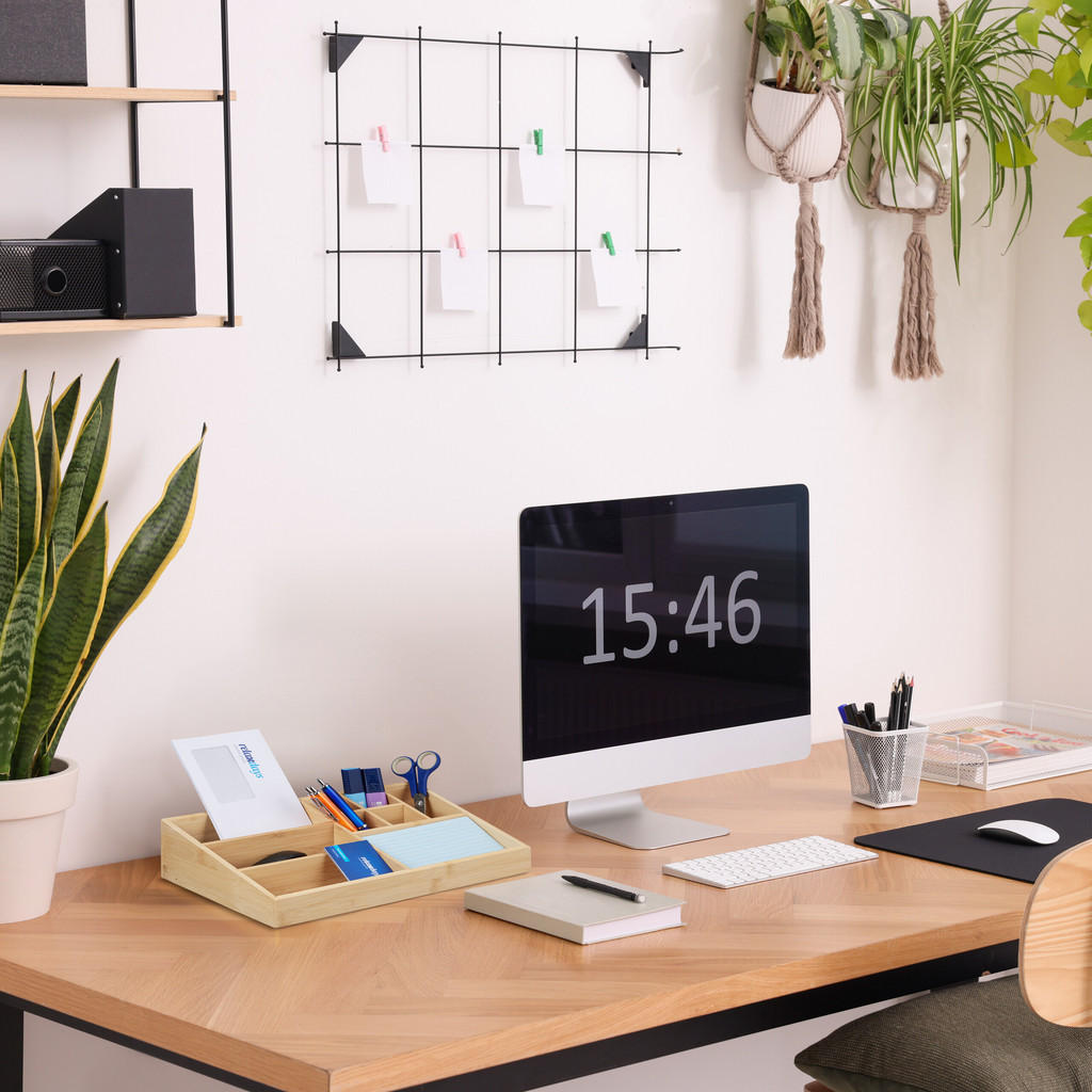 Thumbnail - Relaxdays Schreibtisch-Organizer, Hellbraun, Holz, Holzwerkstoff, 33x9x21 cm, Arbeitszimmer, Schreibtische