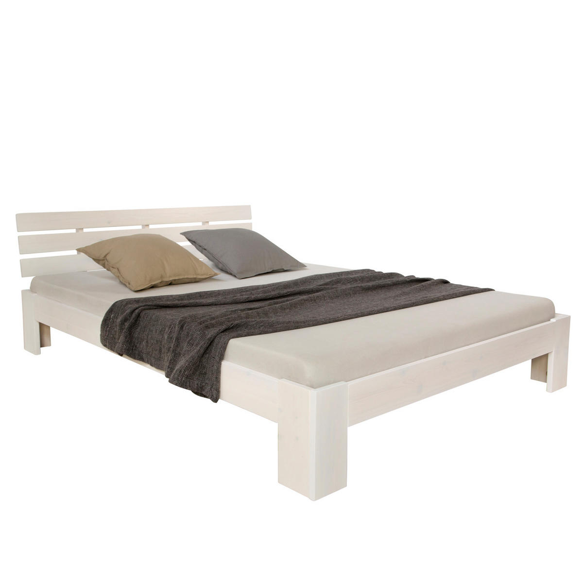 HOLZBETT Weiss 180/200 cm Doppelbett mit Lattenrost - Weiß, Holz (180/200cm) - Homestyle4u