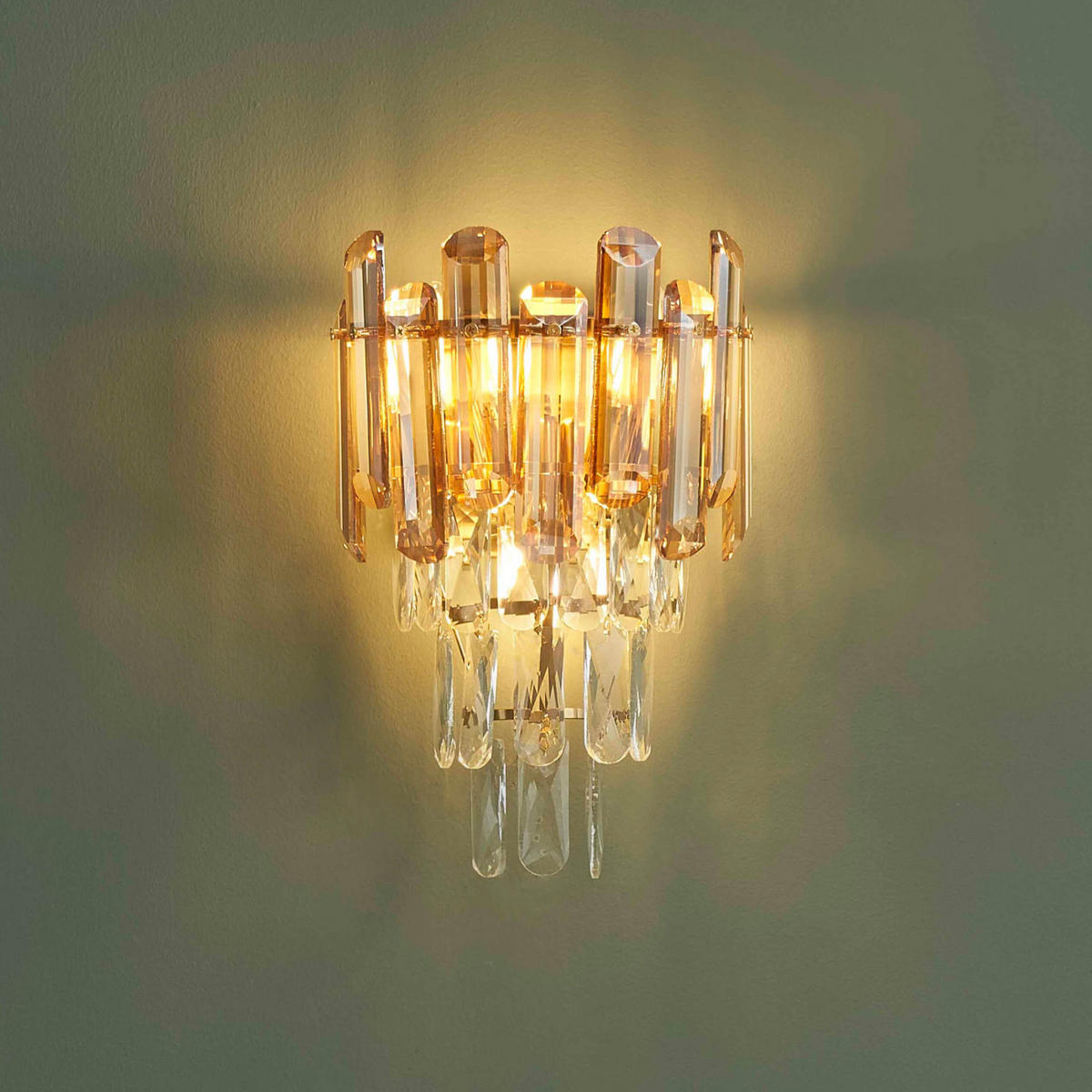 WANDLEUCHTE Elemia, Gold, transparent und bernsteinfarben, 35cm - Goldfarben, Glas (15/35/22cm) - KOSILUM