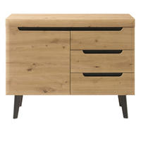 KOMMODE Eiche Artisan, schwarz 107 cm, Sideboard skandinavisch - Eichefarben/Schwarz, Holzwerkstoff (107/83/40cm) - Furn.Design