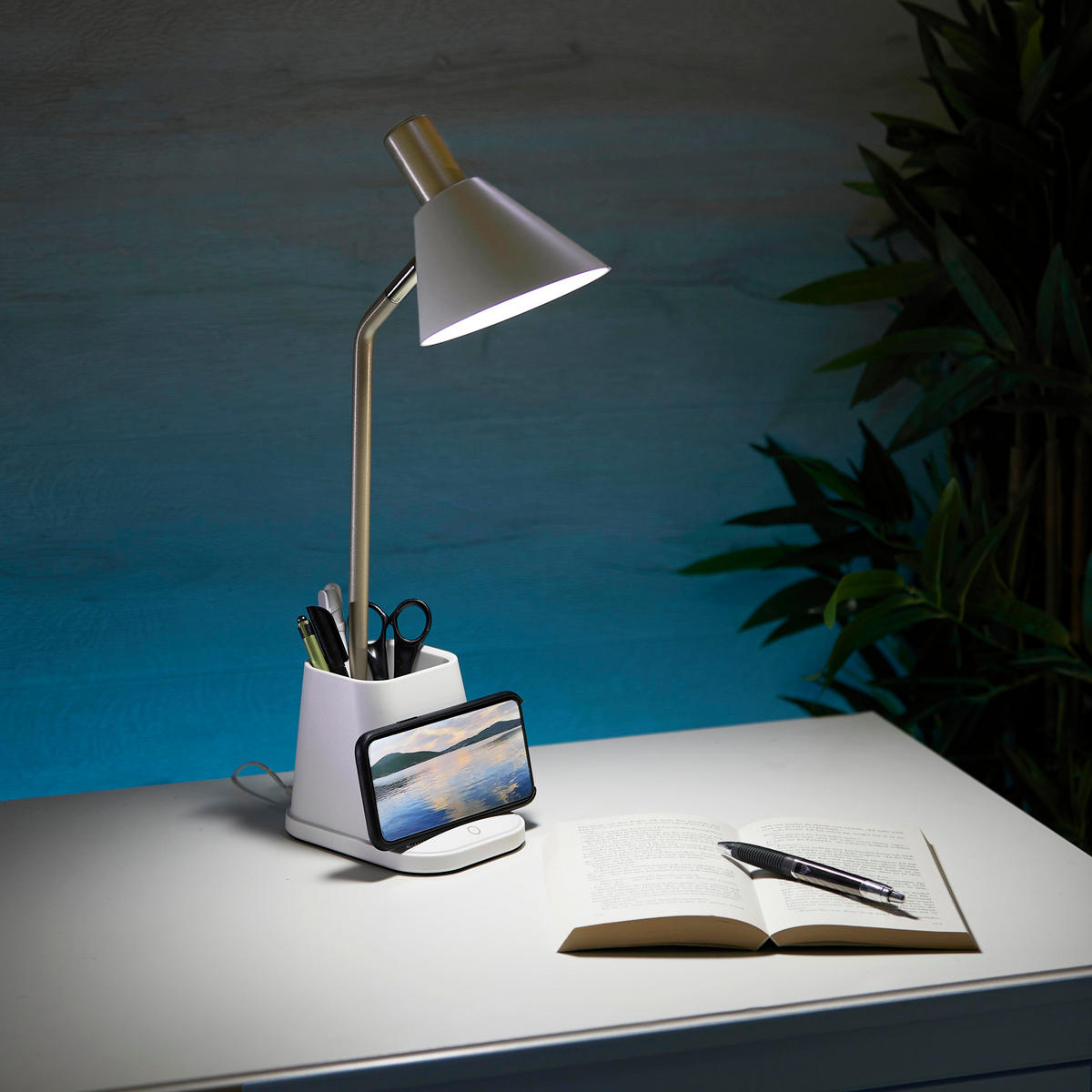 LED-SCHREIBTISCHLAMPE - dimmbar mit Wireless Charging und einstellbarer Farbtemperatur für modernes Arbeiten - Weiß, Kunststoff (17.7/10.2/40.4cm) - Northpoint