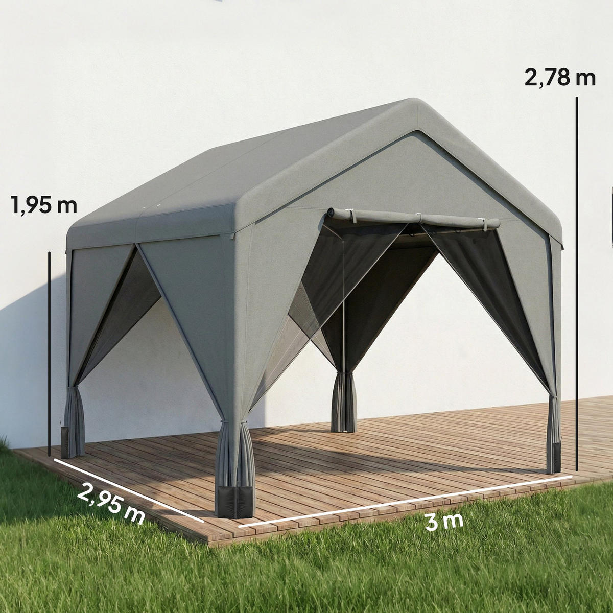 PAVILLON Grau 1 Stück - Grau, Metall (295/278/300cm) - GiPP