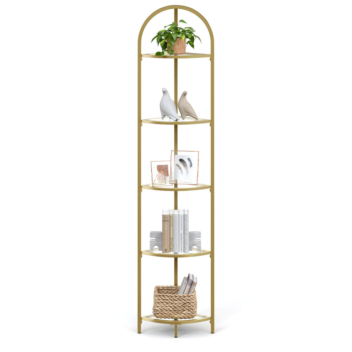 REGAL Gold 28x28 cm LGT810A01 Glas und Stahl Stabilität - Goldfarben, Metall (28/158/28cm)