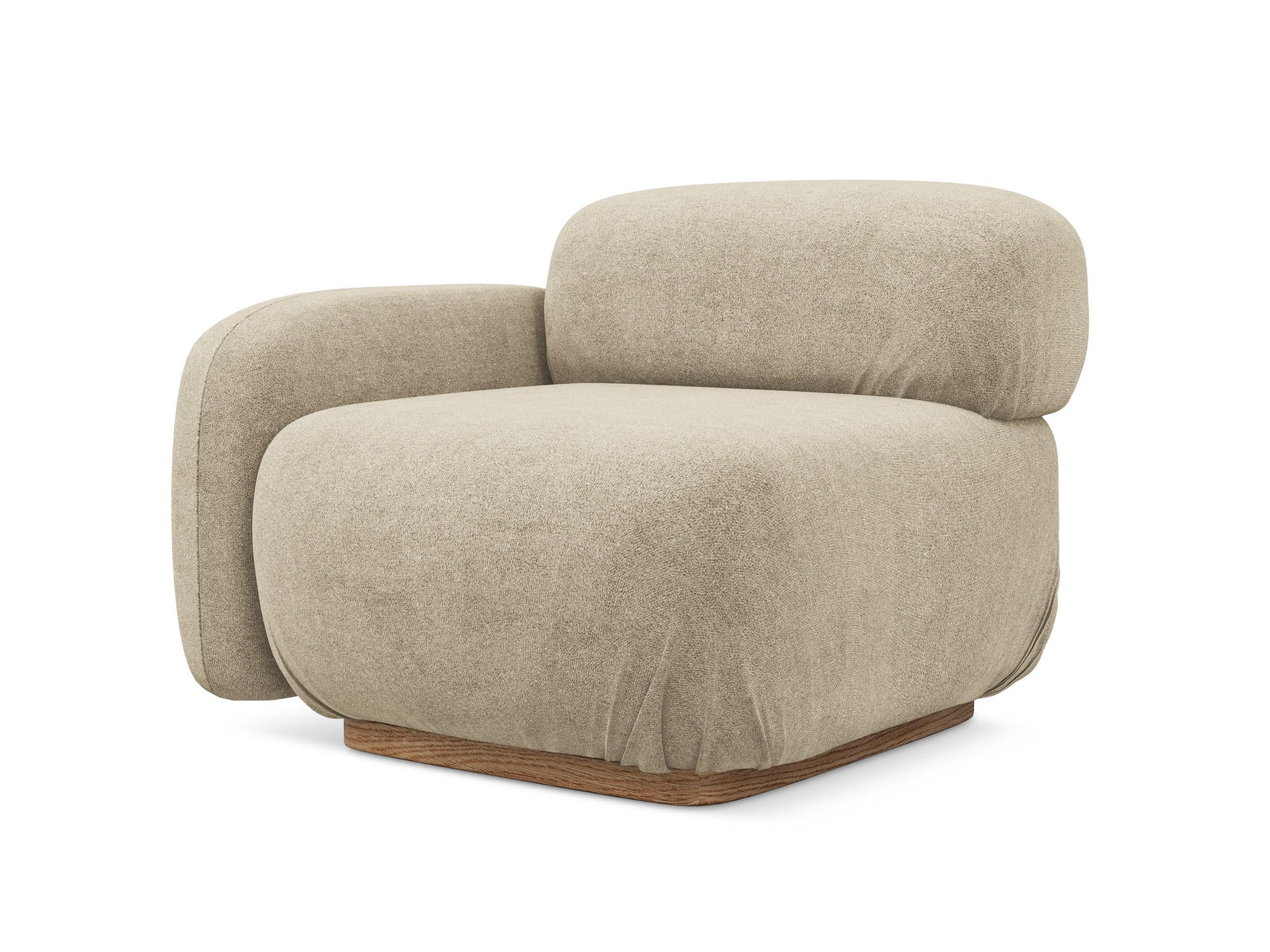 SOFAELEMENT Links Bouclé Stoff Beige - Beige/Braun, Holz/Textil (95/73/95cm) - Makamii