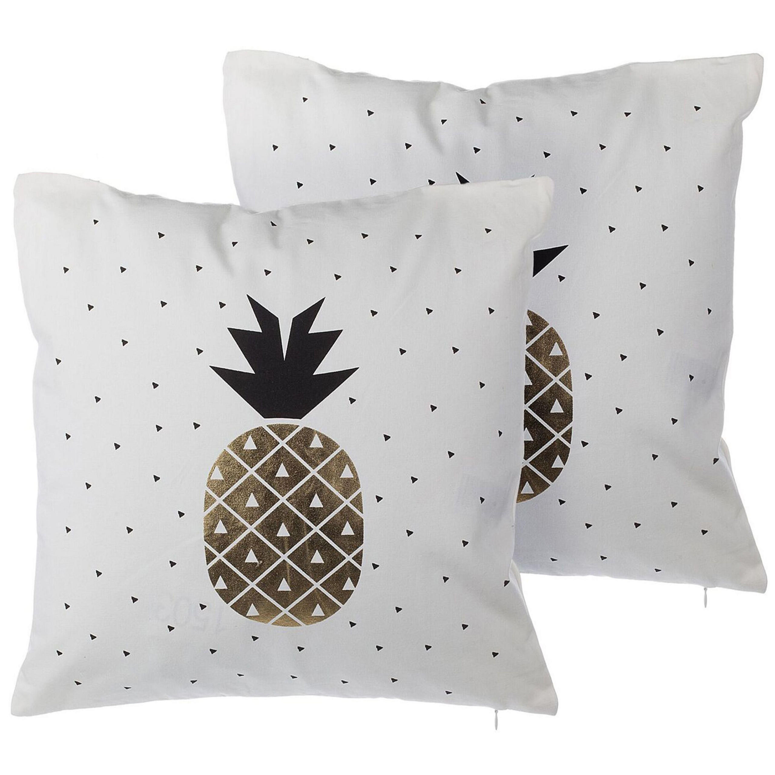 DEKOKISSEN 2er-Set Weiß 45/45 cm Yasmin - Weiß, Naturmaterialen/Textil (45/45cm) - Beliani
