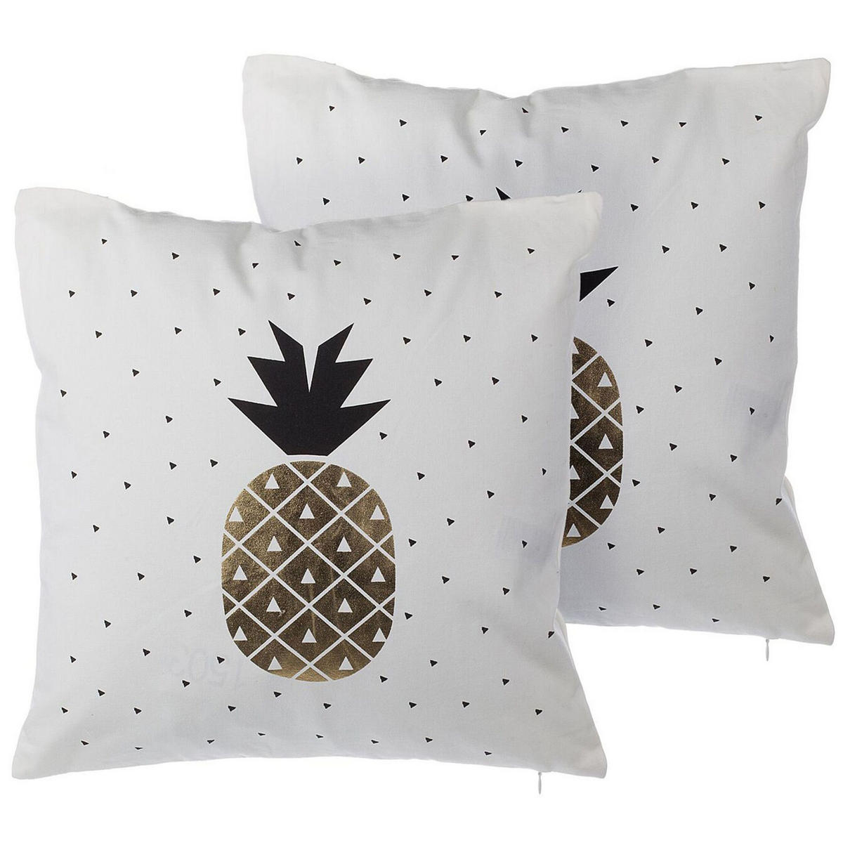 DEKOKISSEN 2er-Set Weiß 45/45 cm Yasmin - Weiß, Naturmaterialen/Textil (45/45cm) - Beliani