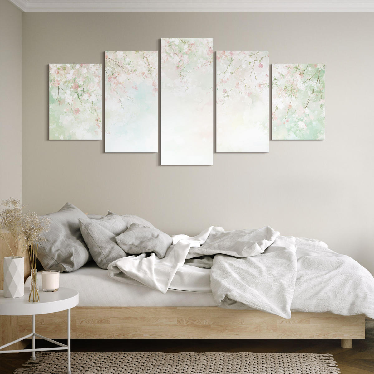 LEINWANDBILD Blütenknospen 5-tlg. 150x75 cm - Multicolor, Holz (150/75cm) - LUMASOUL