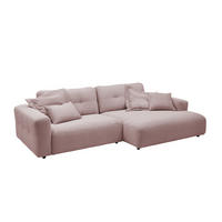 ECKSOFA XL MIKA Pink Cord - Pink/Schwarz, Kunststoff/Textil (296/167cm) - KAWOLA