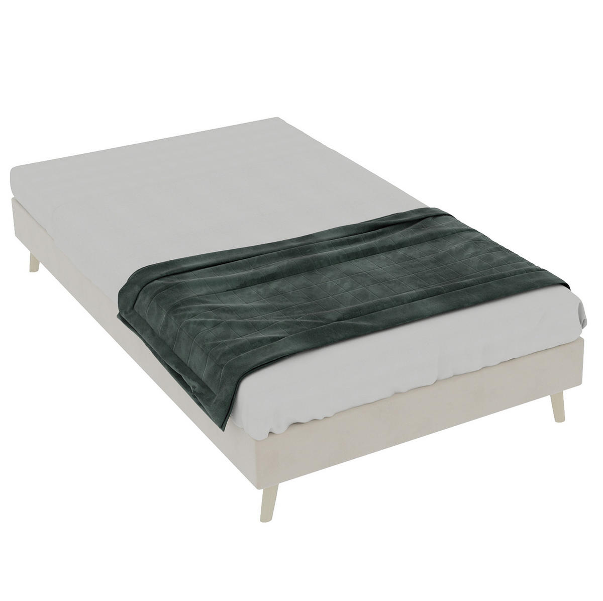 POSTEĽNÝ rám 90/200 cm béžový s pevnou nosnou konštrukciou z látky a kovu - béžová, textil (90/200cm) - OKWISH