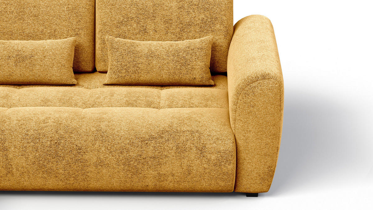 ECKSOFA SORENO 4-Sitzer, gelb - Gelb/Schwarz, Holz/Textil (293/171cm) - Courtois Laville