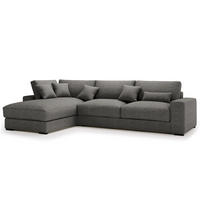 ECKSOFA mit Longchair - Anthrazit/Schwarz, Kunststoff/Textil (340/205cm) - home24