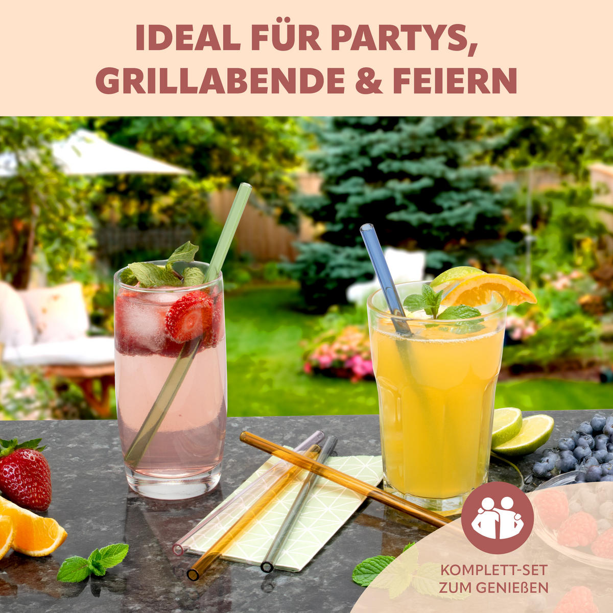 GLAS-TRINKHALME, bunt, Borosilikatglas - Multicolor, Glas (0.8/20cm) - bremermann