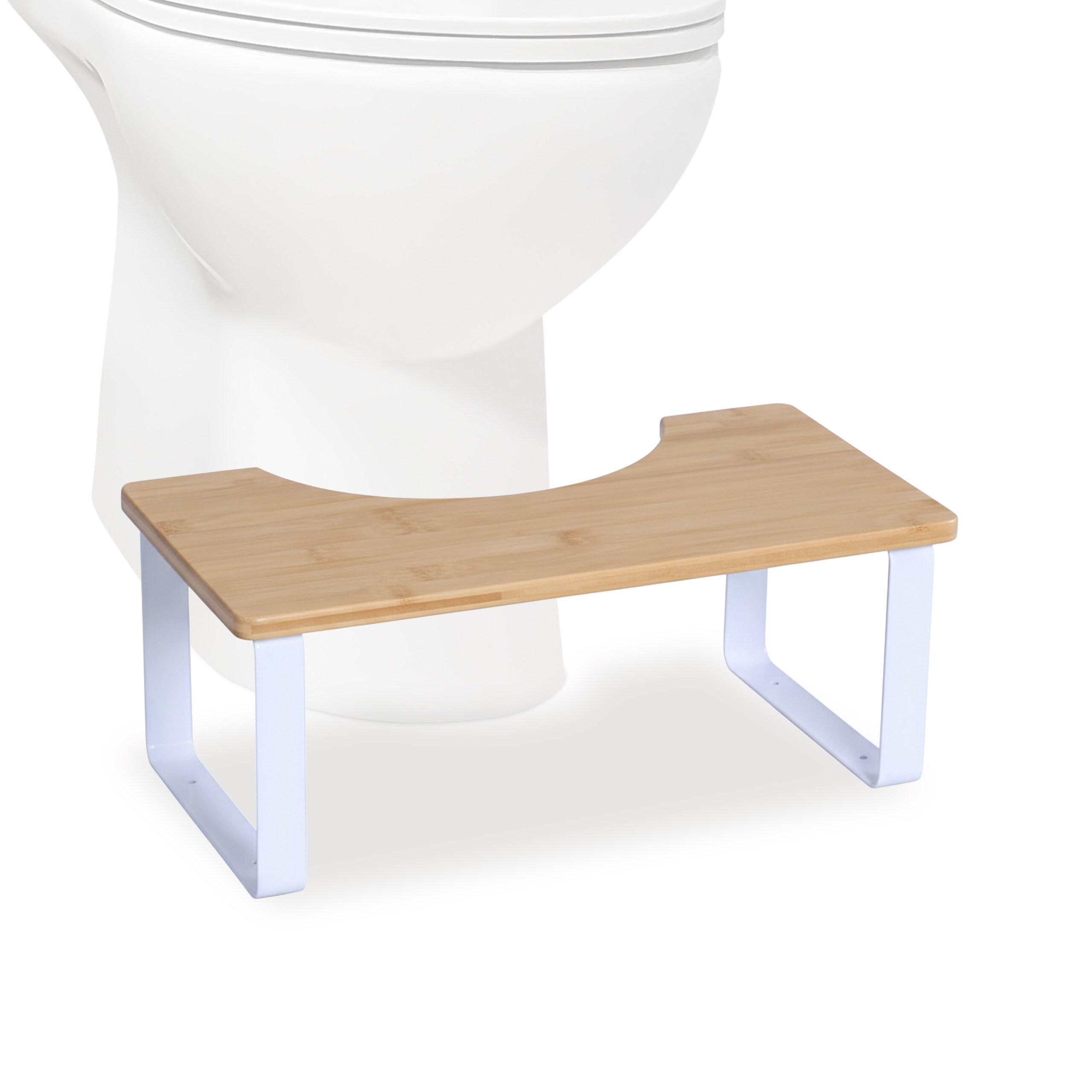 SUPORT Natural alb pentru WC bambus metal 18 cm