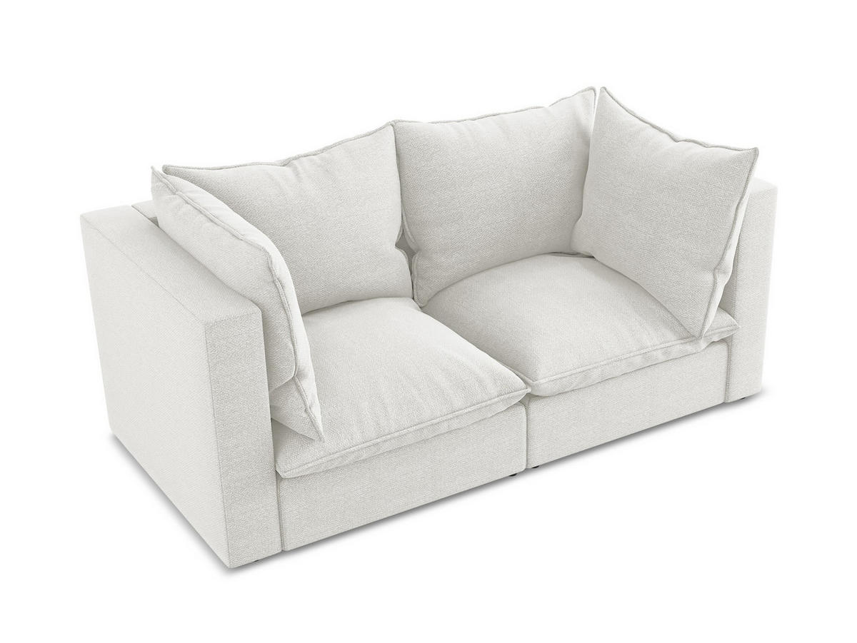 2-SITZER-SOFA Bouclé Stoff Weiß - Schwarz/Weiß, Holzwerkstoff/Kunststoff (180/77/90cm) - LaMiaSofa
