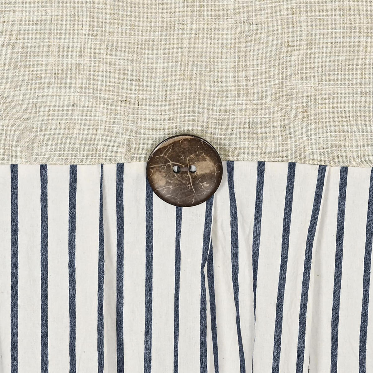 DUSCHVORHANG Blau Leinen Stil maschinenwaschbar wasserdicht breit lang - Blau, Textil (183/183cm) - MCBOSON