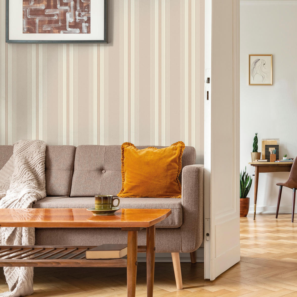TAPETE Streifen 53 cm x 10 m - Beige, Papier (53/1000cm) - Sanders & Sanders