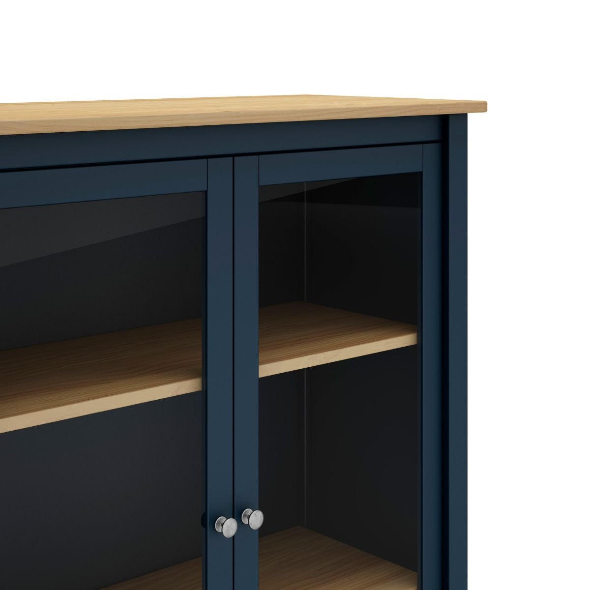 VITRINE 2 Türen L90 x H110 cm - Misti - Blau, Holz (40/110/90cm) - Calicosy
