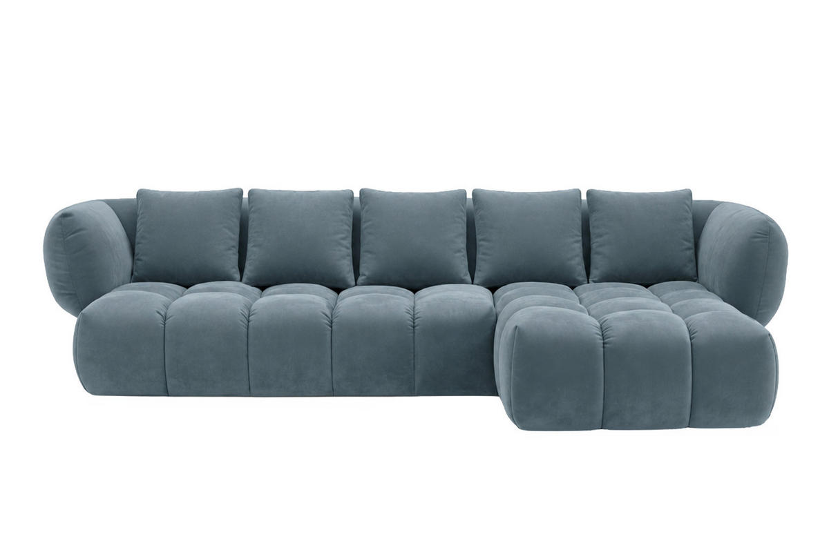 ECKSOFA L-Form, Veloursstoff Bluvel, Blaugrau, Rechts, SEVIO L - Blaugrau, Holz (242/175cm) - Kaiser Möbel